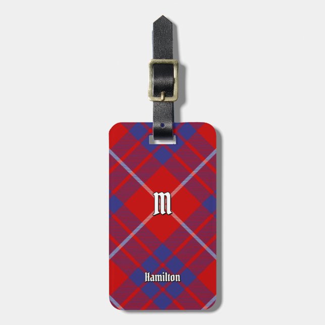 Clan Hamilton Red Tartan Luggage Tag (Front Vertical)