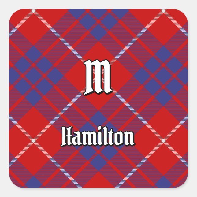 Clan Hamilton Red Tartan Square Sticker (Front)