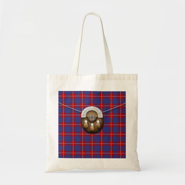 Clan Hamilton Tartan And Sporran Tote Bag (Front)