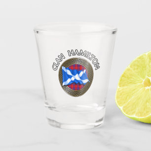 Clan Hamilton Tartan Knot & Flag Shot Glass