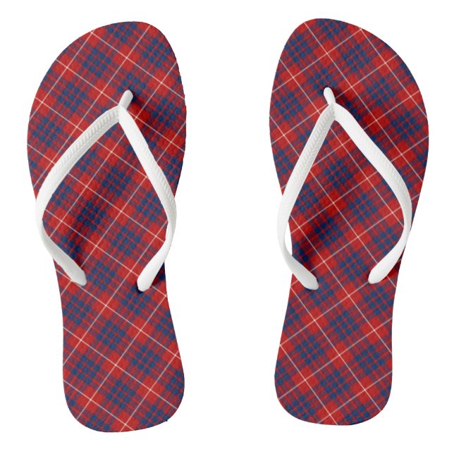 Clan Hamilton Tartan Red and Blue Plaid Jandals (Footbed)
