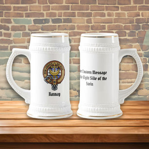 Clan Hannay Crest over Tartan Beer Stein