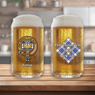 Clan Hannay Crest over Tartan Can Glass