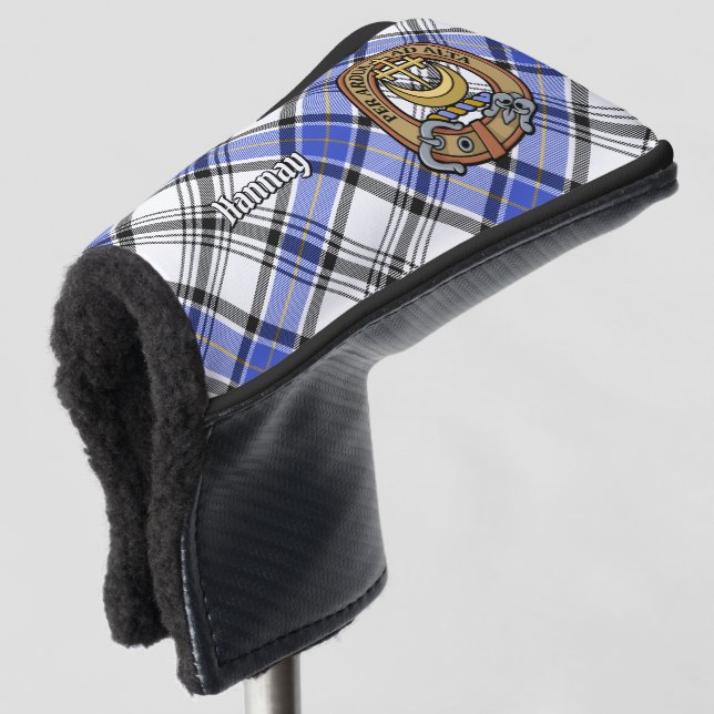 Clan Hannay Crest over Tartan Golf Head Cover (3/4 Front)