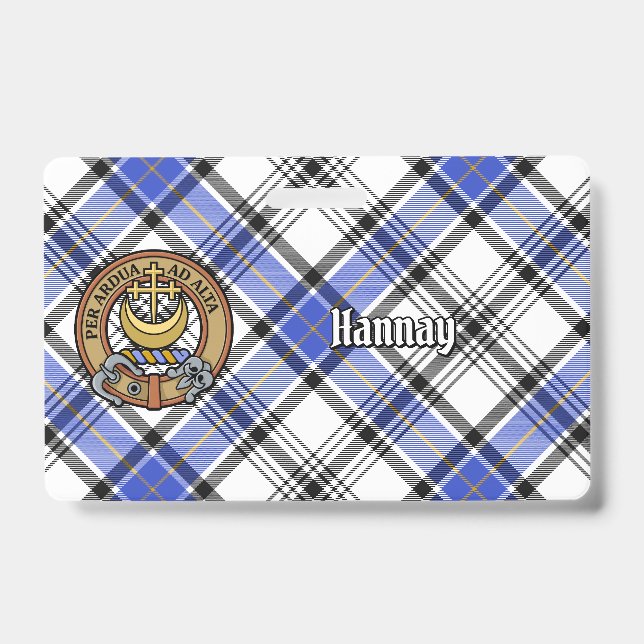 Clan Hannay Crest over Tartan ID Badge (Front)