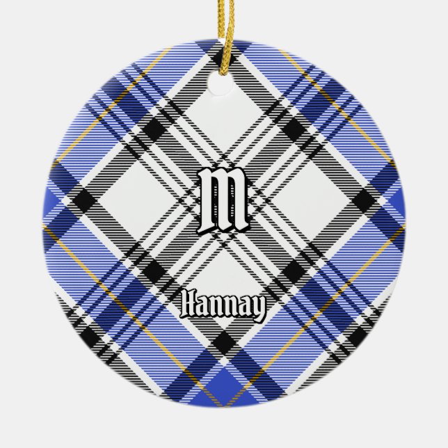 Clan Hannay Tartan Ceramic Tree Decoration (Front)
