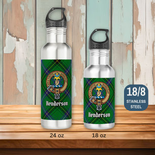 Clan Henderson Crest over Tartan 710 Ml Water Bottle
