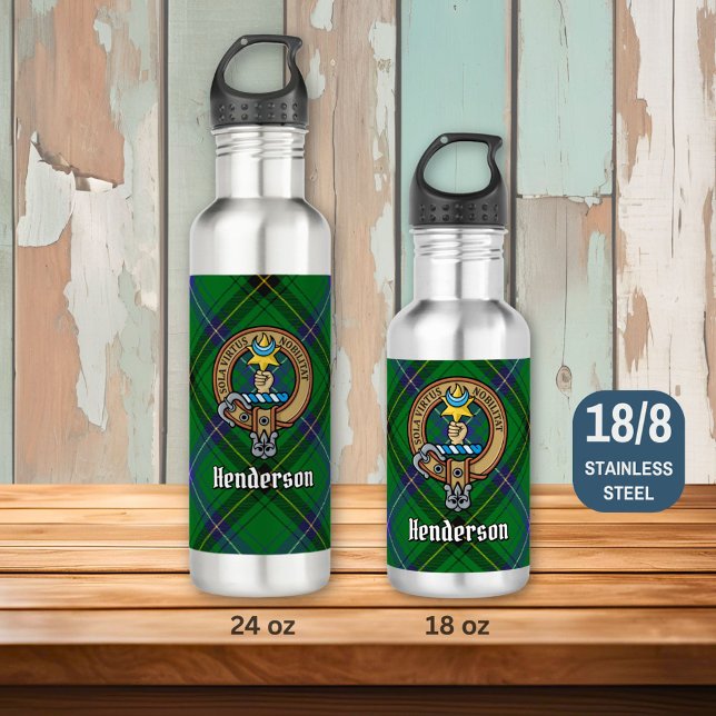 Clan Henderson Crest over Tartan 710 Ml Water Bottle (Creator Uploaded)