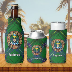 Clan Henderson Crest over Tartan Bottle Cooler