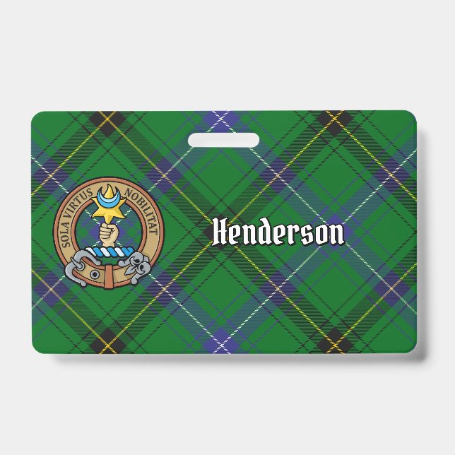 Clan Henderson Crest over Tartan ID Badge (Front)
