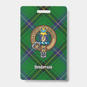 Clan Henderson Crest over Tartan ID Badge