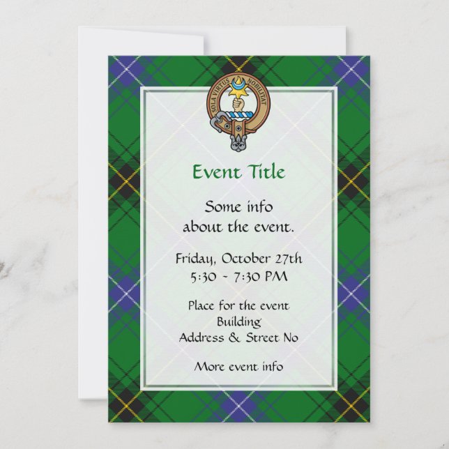 Clan Henderson Crest over Tartan Invitation (Front)