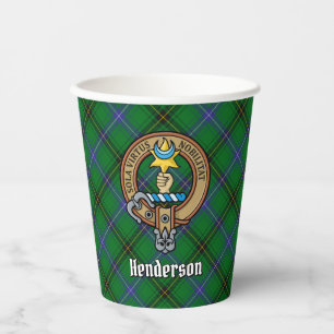 Clan Henderson Crest over Tartan Paper Cups