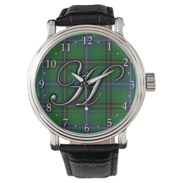 Clan Henderson Letter H Monogram Tartan Watch (Front)