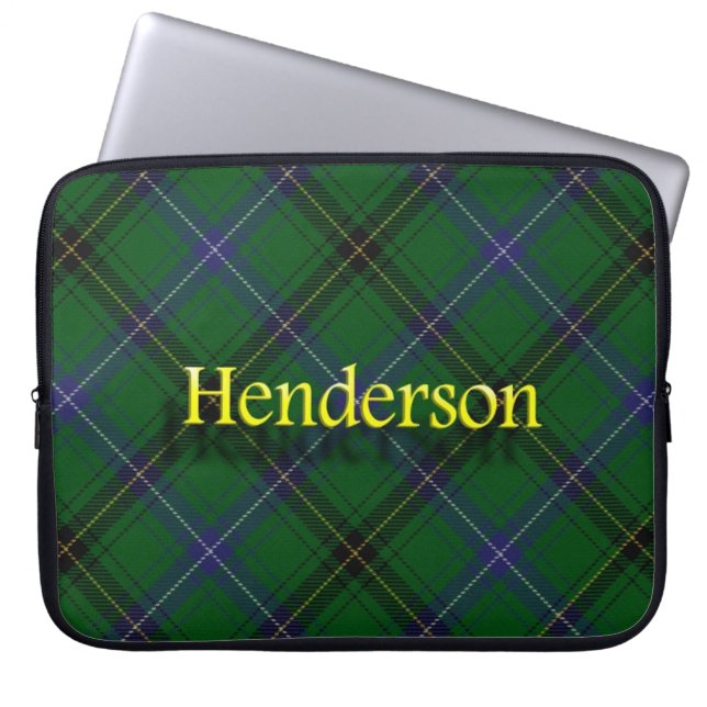 Clan Henderson Scottish Tartan Laptop Sleeve (Front)