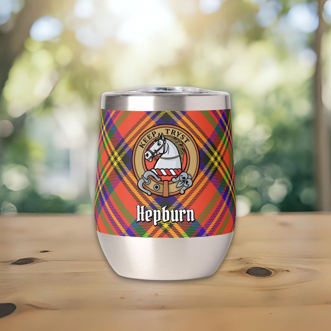 Clan Hepburn Crest over Tartan (Creator Uploaded)