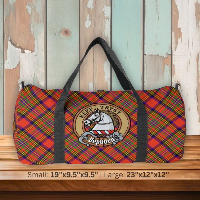 Clan Hepburn Crest over Tartan Duffle Bag (Creator Uploaded)