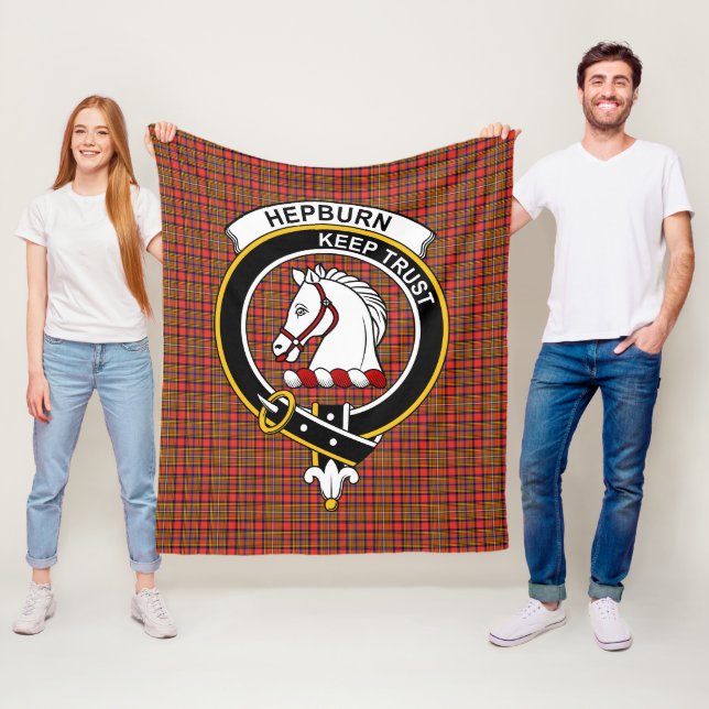 Clan Hepburn Modern Tartan Plaid Fleece Blanket (In Situ)