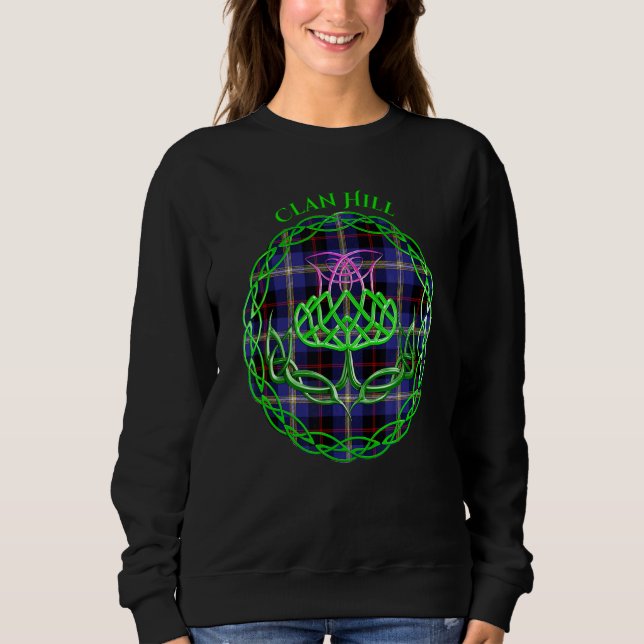 Clan Hill Scottish Tartan Celtic Thistle Sweatshirt (Front)