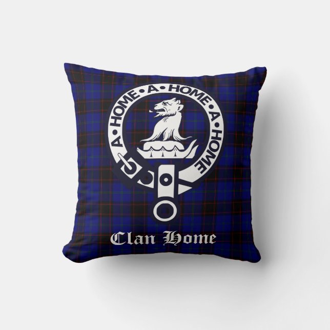 Clan Home Crest Badge and Tartan Cushion (Front)