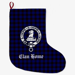 Clan Home Crest Badge and Tartan Large Christmas Stocking