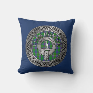Clan Hunter Crest & Tartan Knot Cushion