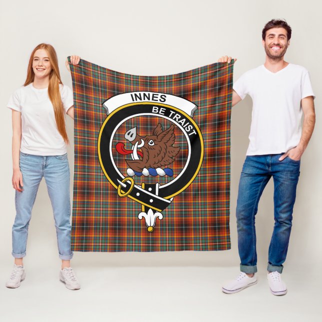Clan Innes Ancient Tartan Plaid Fleece Blanket (In Situ)