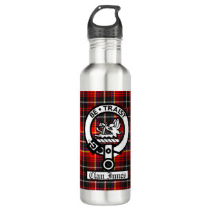Clan Innes Crest Badge and Tartan  710 Ml Water Bottle