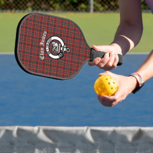 Clan Innes Crest Badge and Tartan Pickleball Paddle