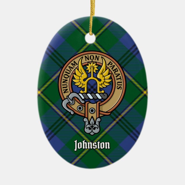 Clan Johnston Crest Ceramic Ornament (Front)