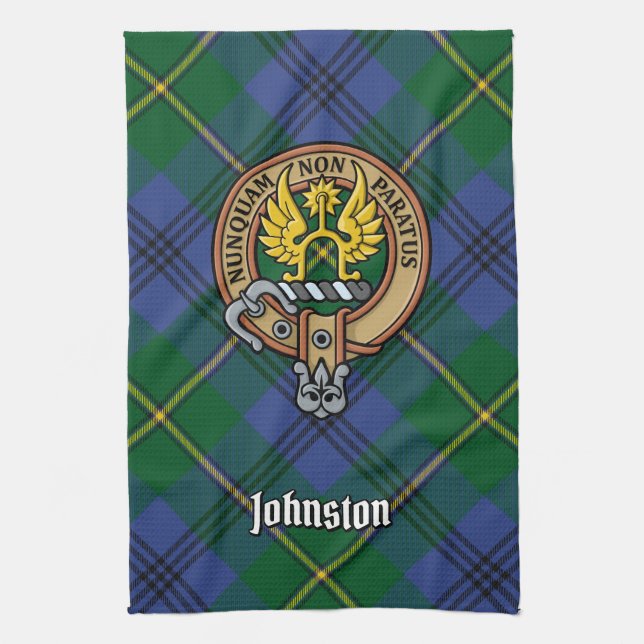 Clan Johnston Crest Kitchen Towel (Vertical)