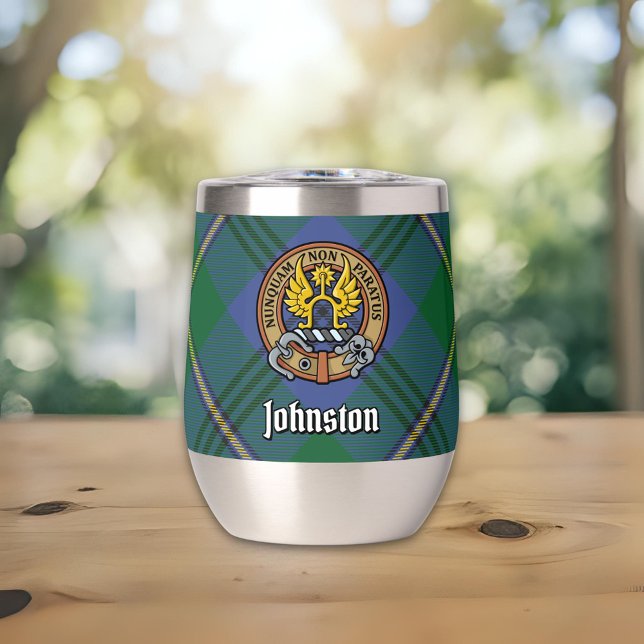 Clan Johnston Crest over Tartan (Creator Uploaded)