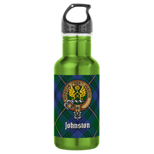 Clan Johnston Crest over Tartan 532 Ml Water Bottle