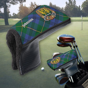 Clan Johnston Crest over Tartan Golf Head Cover