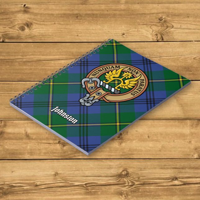 Clan Johnston Crest over Tartan Notebook (Creator Uploaded)