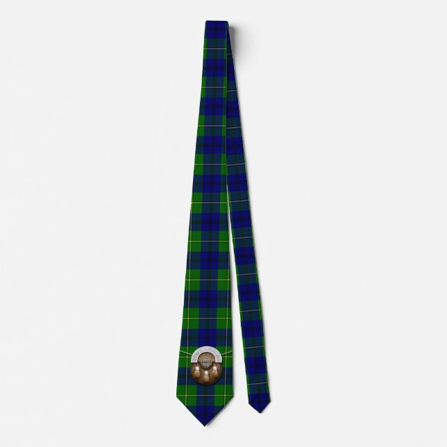 Clan Johnston Tartan And Sporran Tie (Front)