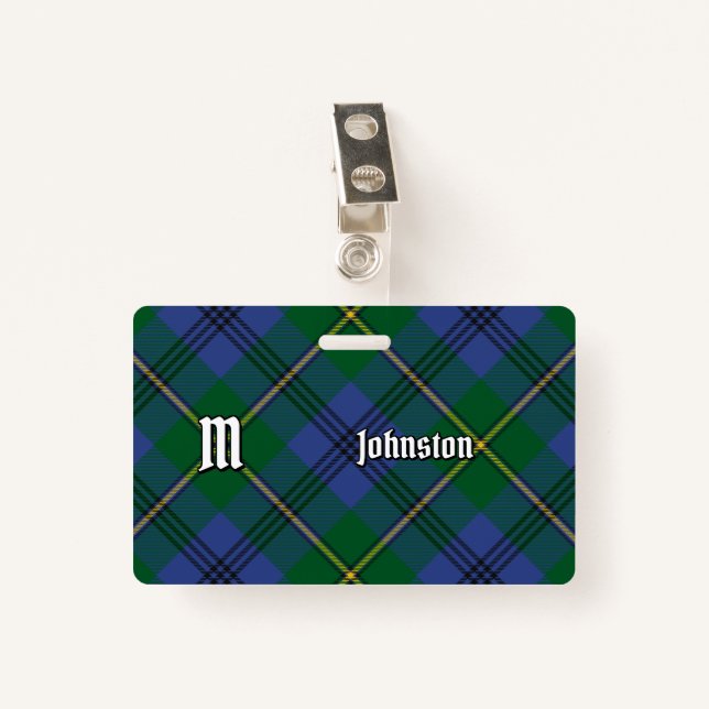 Clan Johnston Tartan Badge ID Badge (Front with Clip)