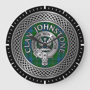 Clan Johnstone Crest & Tartan Knot Large Clock