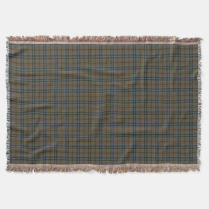 Clan Keith Brown and Steel Blue Weathered Tartan Throw Blanket