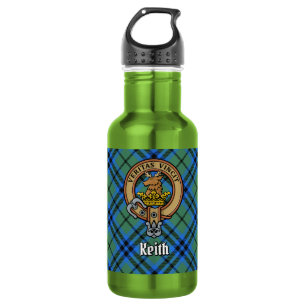 Clan Keith Crest over Tartan 532 Ml Water Bottle
