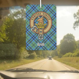 Clan Keith Crest over Tartan Car Air Freshener