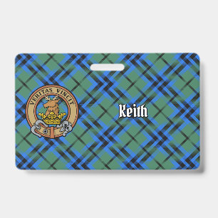 Clan Keith Crest over Tartan ID Badge
