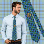 Clan Keith Crest over Tartan Tie<br><div class="desc">Clan Keith crest badge surrounded by a strap and buckle over tartan background. Custom text.</div>