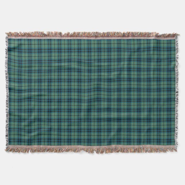 Clan Keith Light Green Ancient Scottish Tartan Throw Blanket (Front)