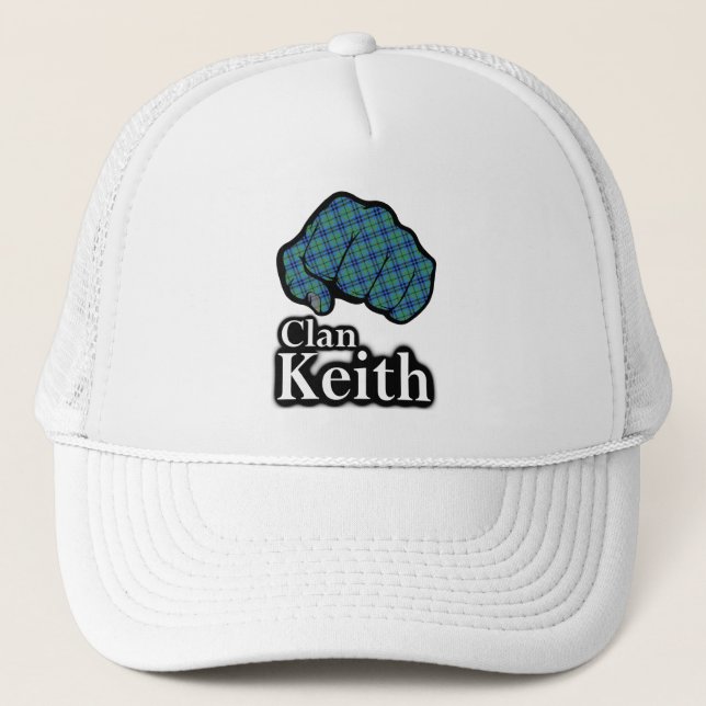 Clan Keith Scotland Proud Tartan Fist Trucker Hat (Front)