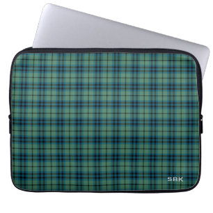 Clan Keith Tartan Green Plaid Monogrammed Laptop Sleeve