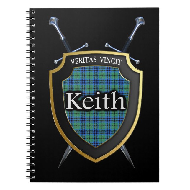 Clan Keith Tartan Shield & Swords Spiral Notebook (Front)