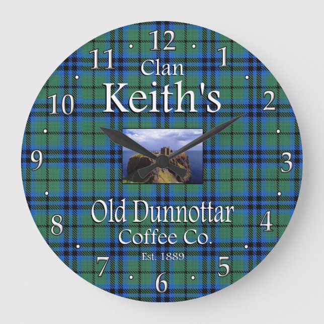 Clan Keith's Old Dunnottar Coffee Co. Large Clock (Front)