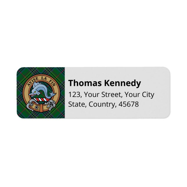 Clan Kennedy Crest over Tartan (Front)