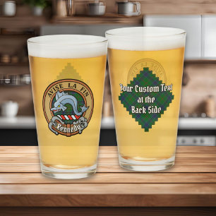 Clan Kennedy Crest over Tartan Glass
